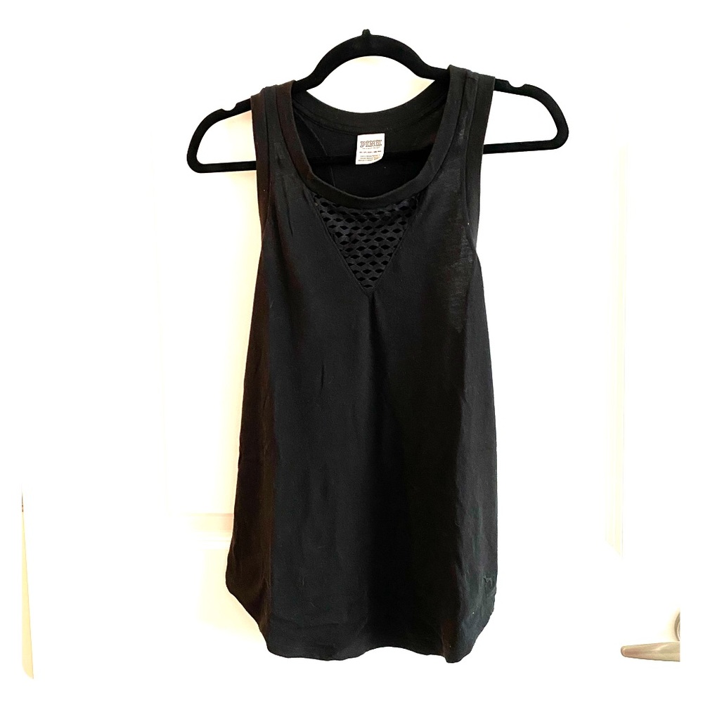 VS PINK cotton mesh detail tank
